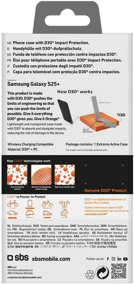 SBS D3O Samsung Galaxy S25 Plus – dėklas telefonui skaidrus