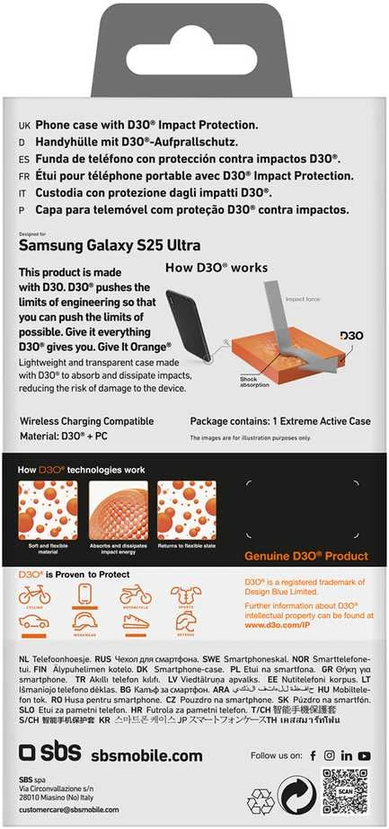 SBS D3O Samsung Galaxy S25 Ultra – dėklas telefonui skaidrus