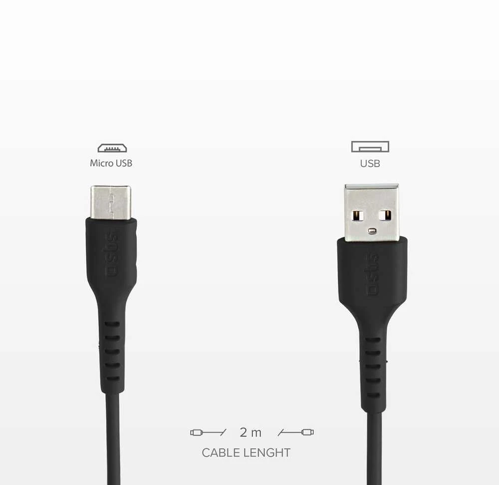 MicroUSB Įkrovimo 2m Laidas SBS Juodas