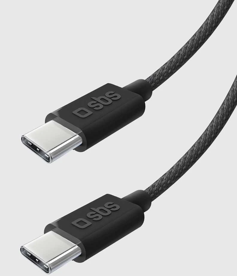 SBS TECABLETISSUETCK USB-C – USB-C 1.5m 60W pintas kabelis – juodos spalvos