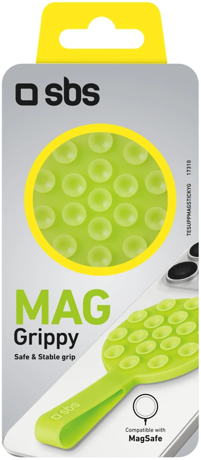SBS MAG Grippy MagSafe suderinamas laikiklis su siurbtuku ir ausine - Žalias