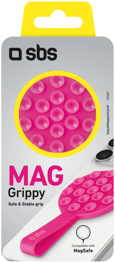 SBS MAG Grippy MagSafe suderinamas laikiklis su siurbtuku ir ausine - Rožinė