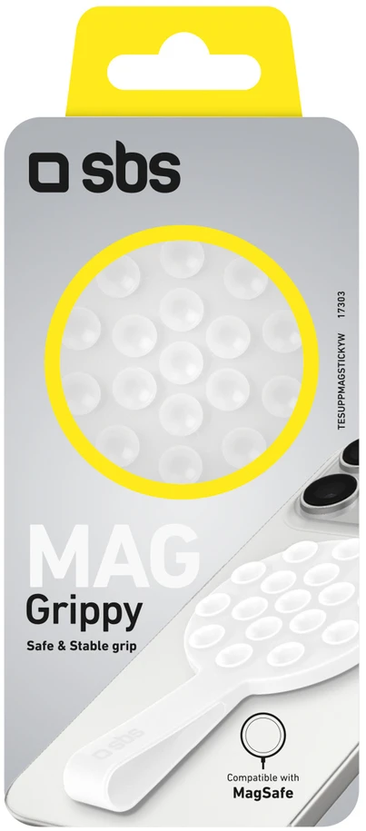 SBS MAG Grippy MagSafe suderinamas laikiklis su siurbtuku ir ausine - Baltas