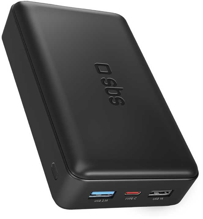 Power Bank 20.000 mAh Greitas įkrovimas, 2 USB By SBS Juodas