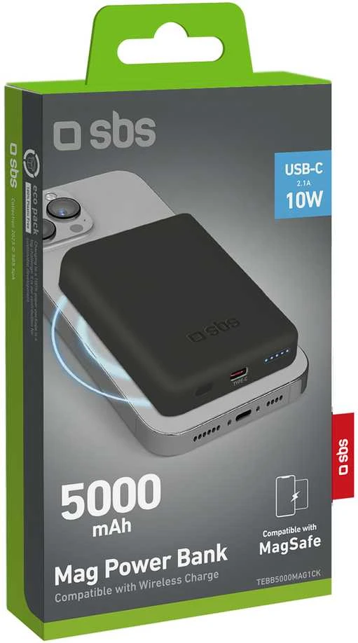 SBS TEBB5000MAG1CK belaidis power bank 5000 mAh USB-C, suderinamas su MagSafe - Juodas