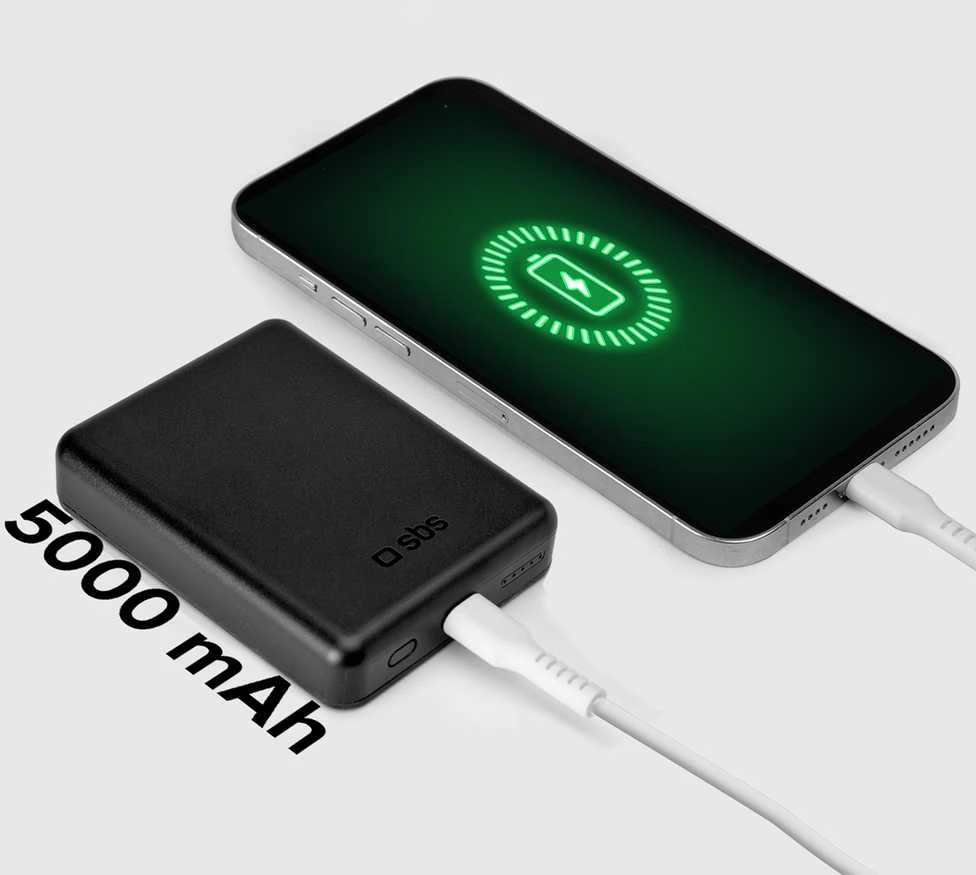 SBS TEBB5000MAG1CK belaidis power bank 5000 mAh USB-C, suderinamas su MagSafe - Juodas