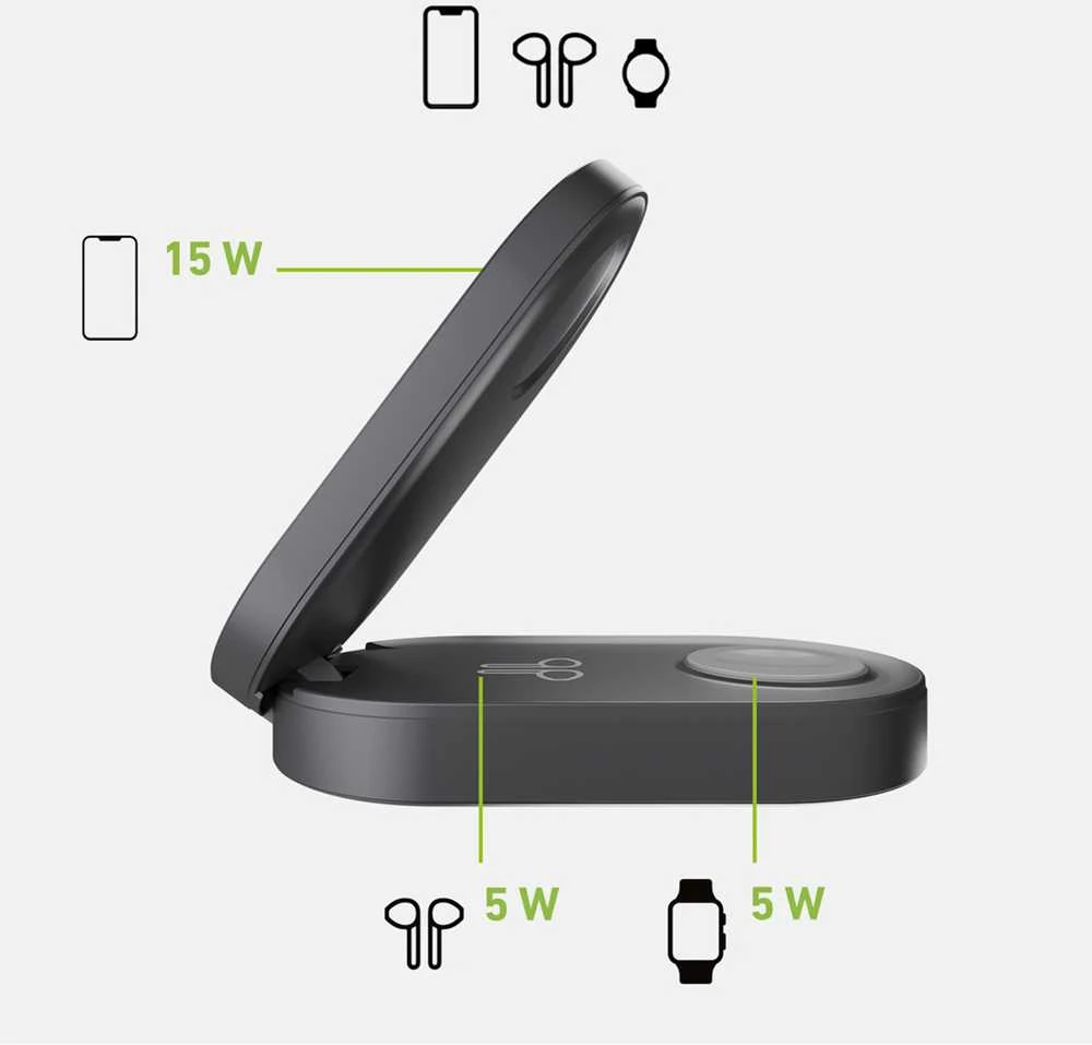 SBS 3 viename sulankstoma belaidė įkrovimo stotelė QI2 MFI - skirta iPhone - Juodas