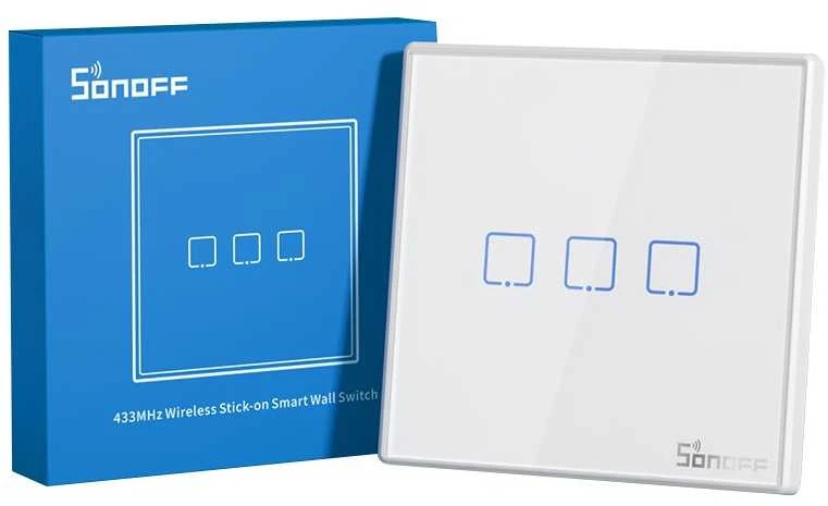 Sonoff belaidis 433MHz išmanusis sieninis jungiklis T2EU2C-RF 2 kanalų