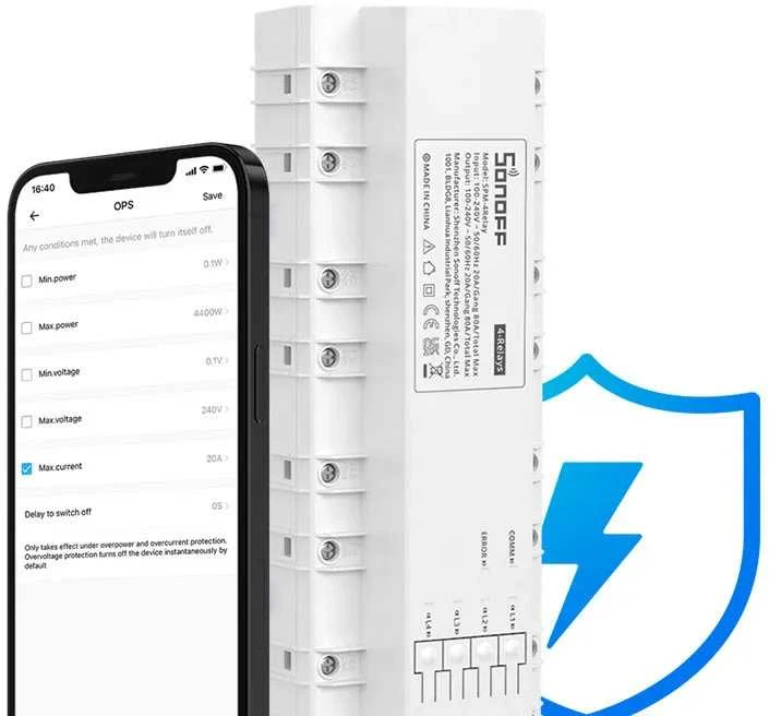 Išmanusis sukraunamas galios matuoklis Sonoff SPM-4Relay