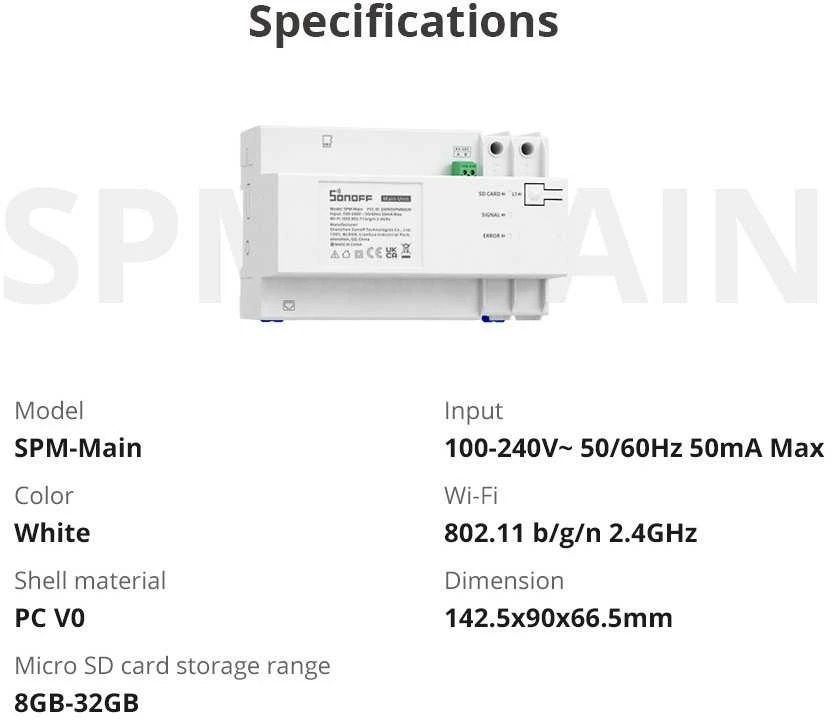 Sonoff SPM-Main išmanusis jungiklis Wi-Fi/Ethernet galios matuoklis