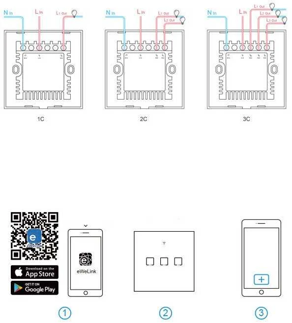 Sonoff T3EU1C-TX 1 kanalo sieninis jungiklis 230VAC juodas
