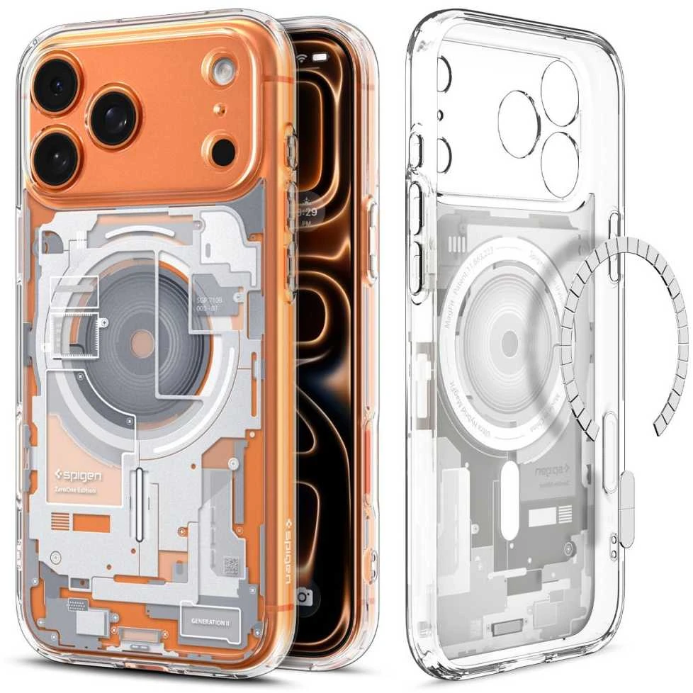 Dėklas „Spigen Ultra Hybrid MagSafe“, „Zero One“ baltos – „iPhone 17 Pro Max“