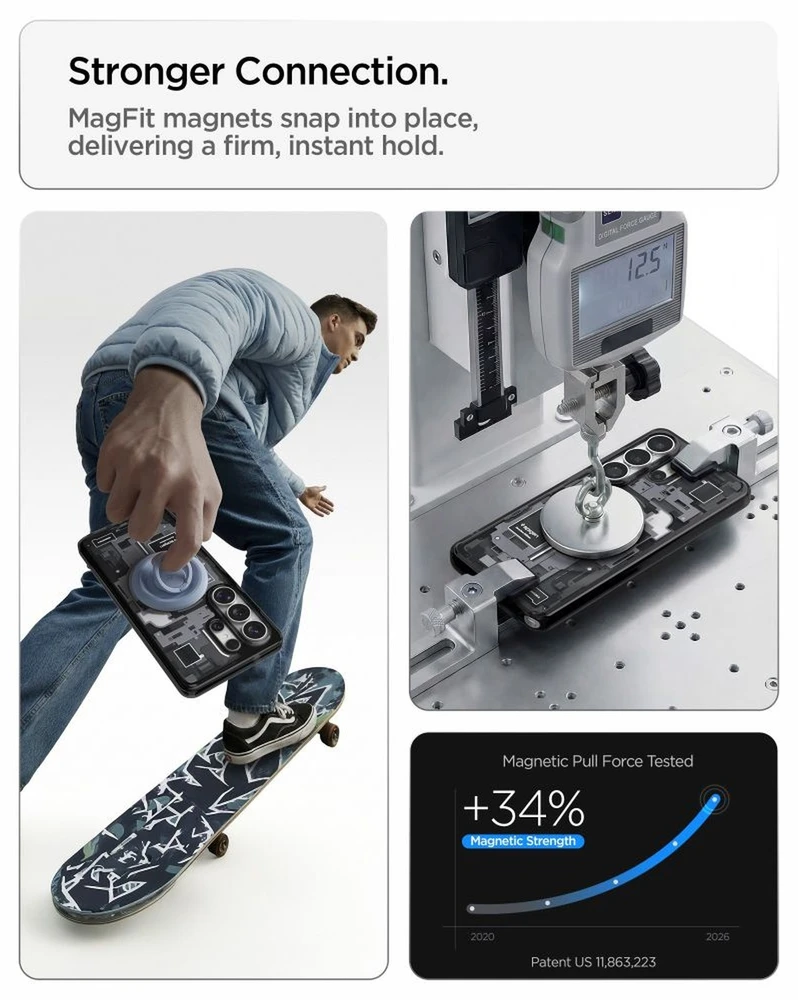 Spigen Ultra Hybrid Mag MagSafe dėklas skirtas Samsung Galaxy S26 Ultra Zero One – Clear Juodas