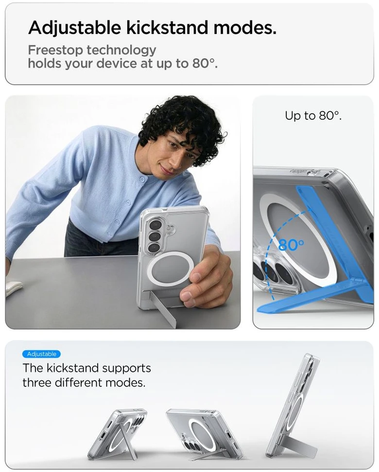 Spigen Ultra Hybrid S Mag MagSafe dėklas skirtas Samsung Galaxy S26 – skaidruus ir baltos spalvos