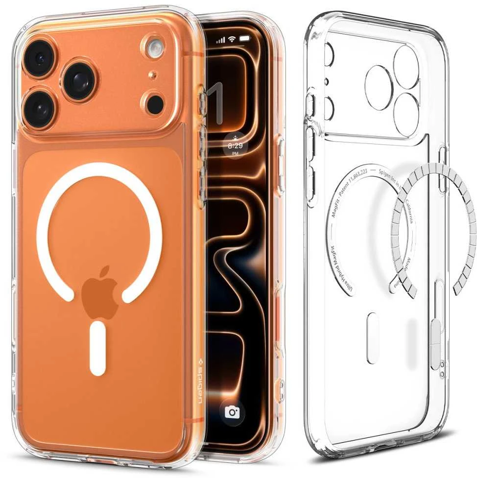 Spigen Ultra Hybrid MagSafe dėklas skirtas Apple iPhone 17 Pro – skaidrus and baltos spalvos