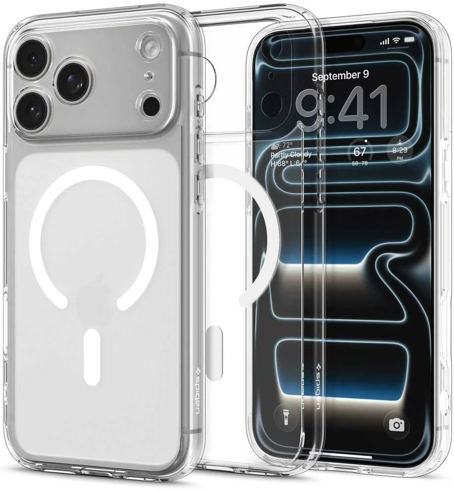 Spigen Ultra Hybrid MagSafe dėklas skirtas Apple iPhone 17 Pro – baltos spalvos