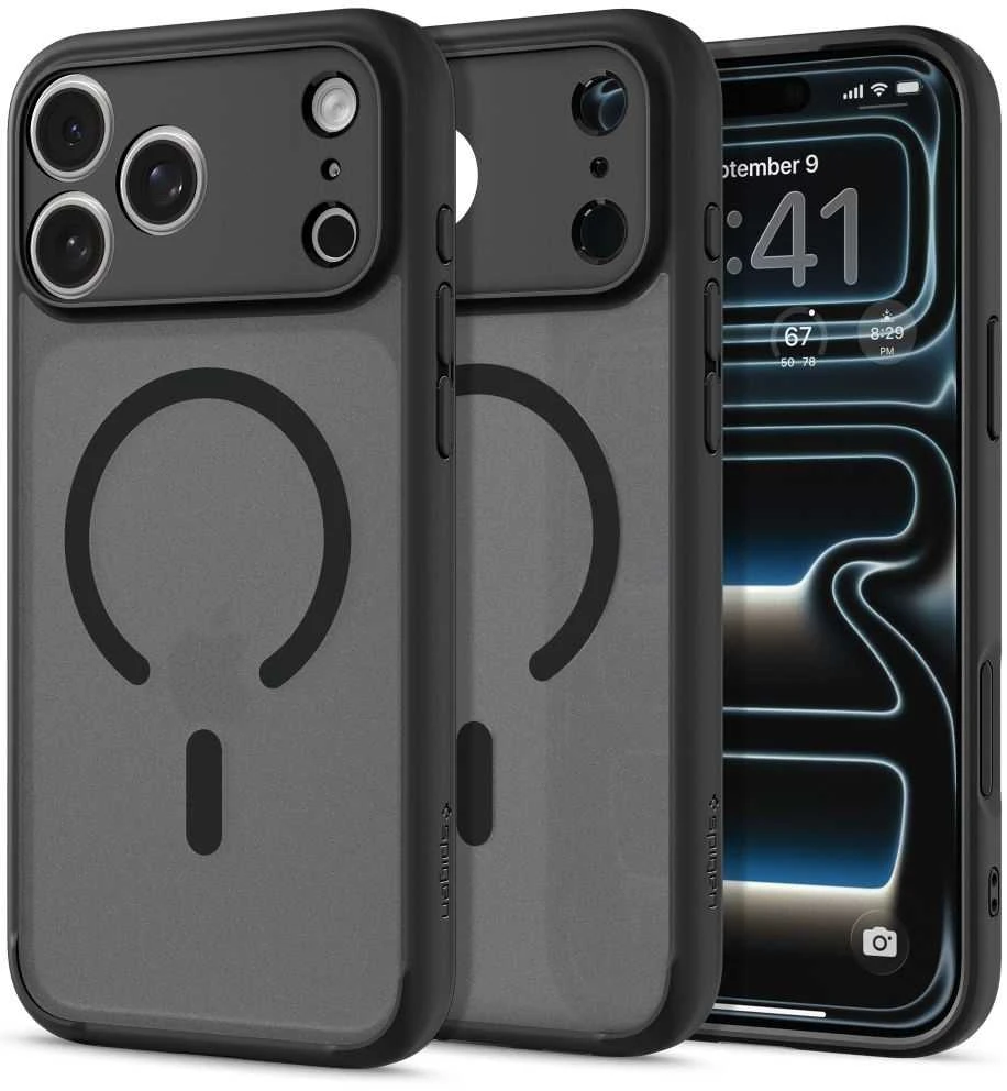 Spigen Ultra Hybrid MagSafe dėklas skirtas Apple iPhone 17 Pro – juodos spalvos