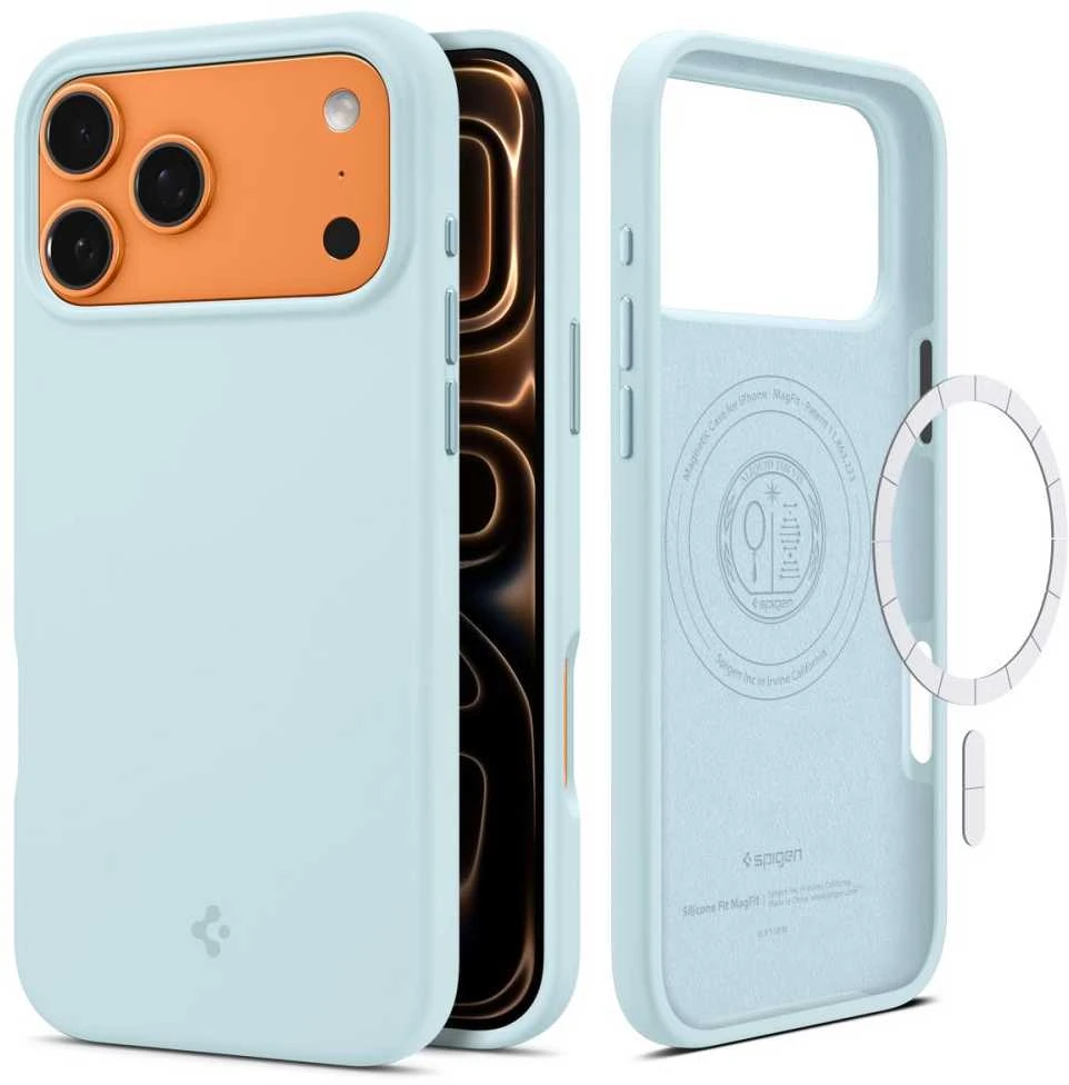 Dėklas Spigen Silicone Fit MagSafe, mute mėlynas - iPhone 17 Pro Max