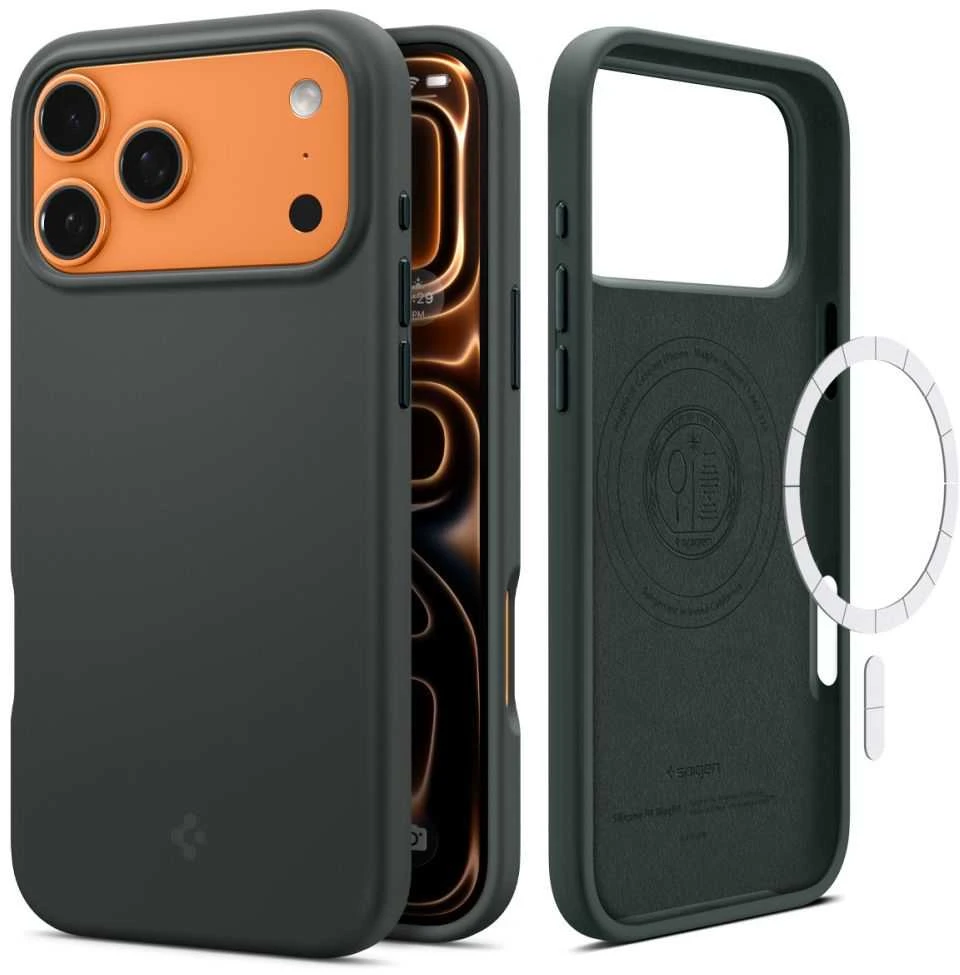Dėklas Spigen Silicone Fit MagSafe, abyss žalias - iPhone 17 Pro Max