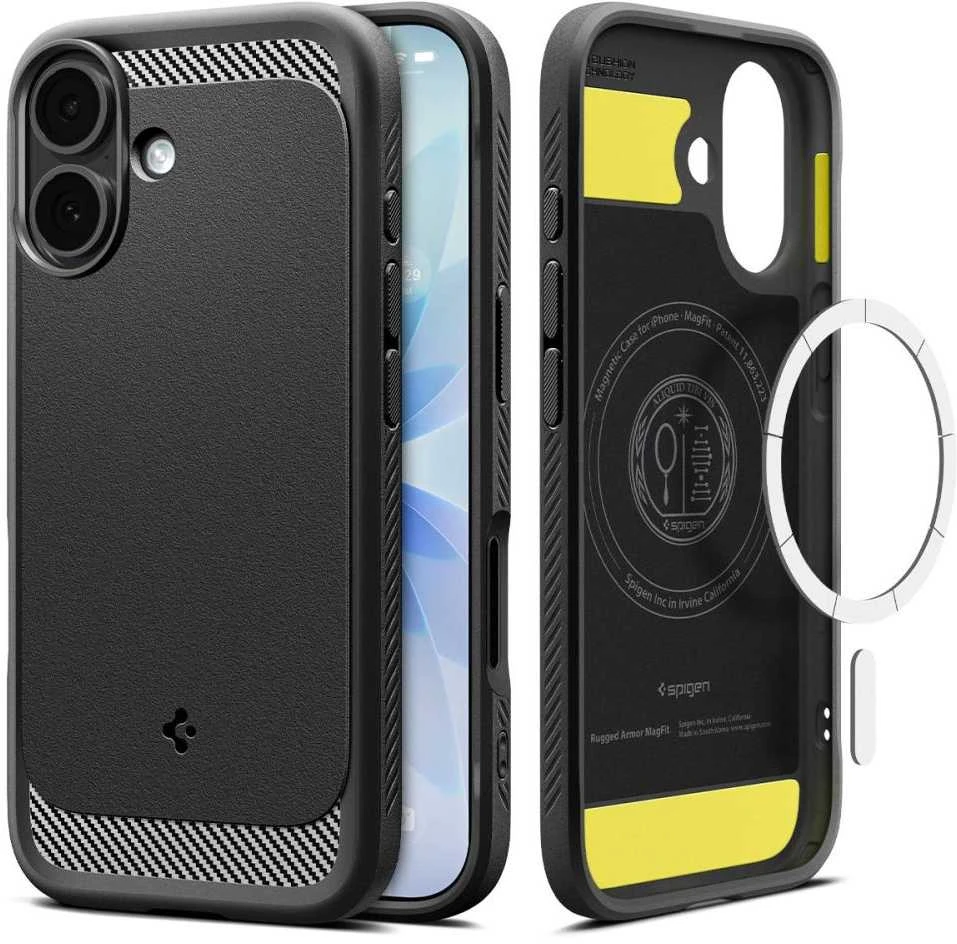 „Spigen Rugged Armor Mag MagSafe“ dėklas, skirtas iPhone 17 – matinis juodas