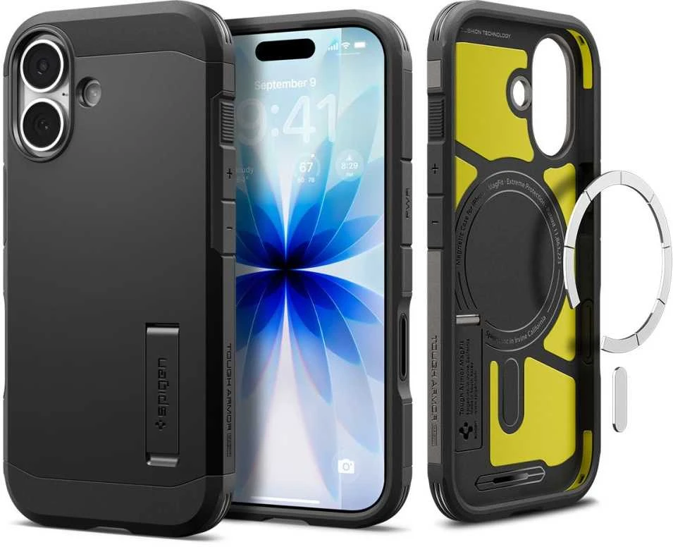 Spigen Tough Armor "T" MagSafe dėklas skirtas Apple iPhone 17 – juodos spalvos