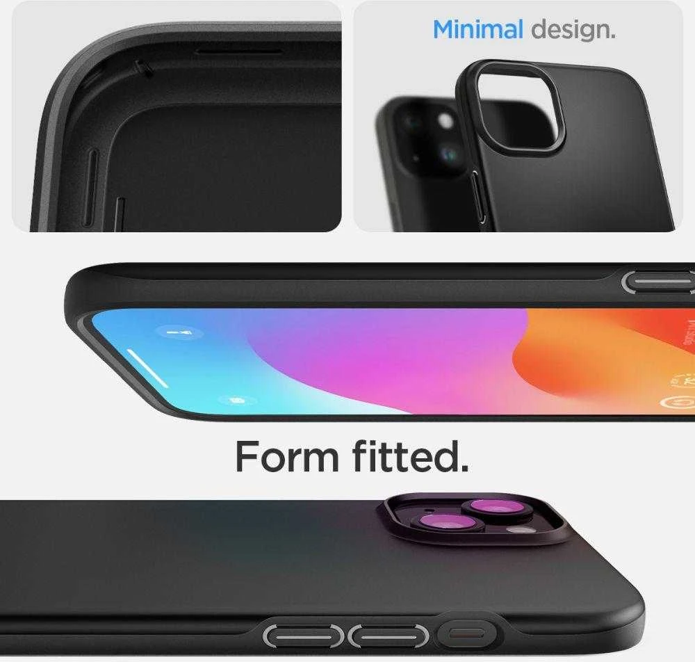 Spigen Thin Fit dėklas skirtas Apple iPhone 15 Plus,  spalva - Juoda