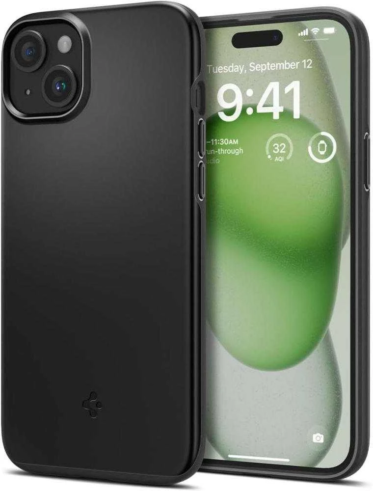 Spigen Thin Fit dėklas skirtas Apple iPhone 15 Plus,  spalva - Juoda
