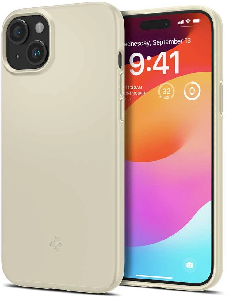 Spigen Thin Fit dėklas skirtas Apple iPhone 15 Plus,  spalva - Mute Beige