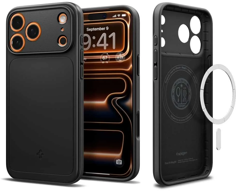 Spigen Thin Fit MagSafe dėklas skirtas Apple iPhone 17 Pro – juodos spalvos