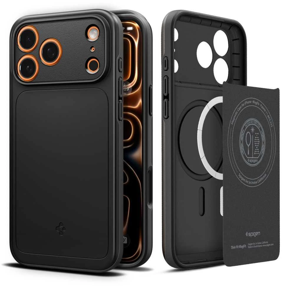 Spigen Thin Fit MagSafe dėklas skirtas Apple iPhone 17 Pro – juodos spalvos