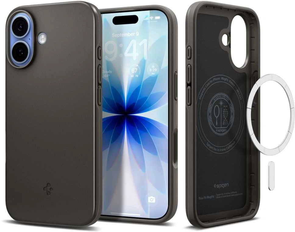 Spigen Thin Fit MagSafe dėklas skirtas Apple iPhone 17 – pilkos spalvos
