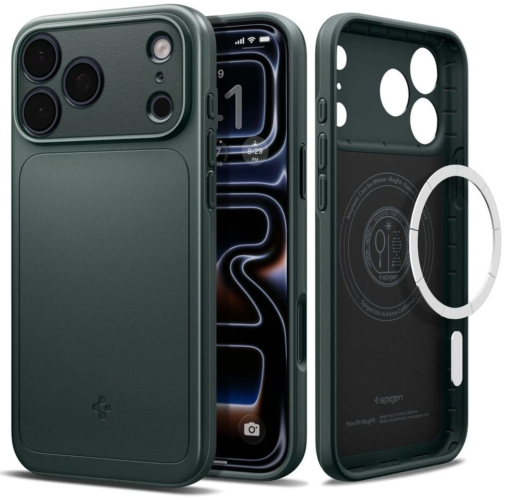 Spigen Thin Fit MagSafe dėklas skirtas Apple iPhone 17 Pro – žalios spalvos