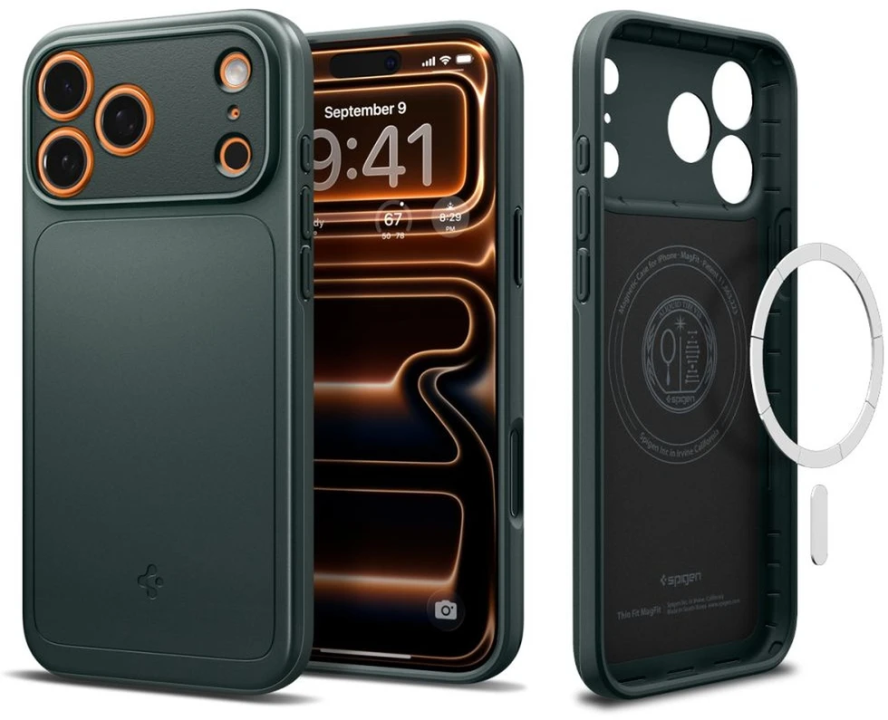 Spigen Thin Fit MagSafe dėklas skirtas Apple iPhone 17 Pro – žalios spalvos