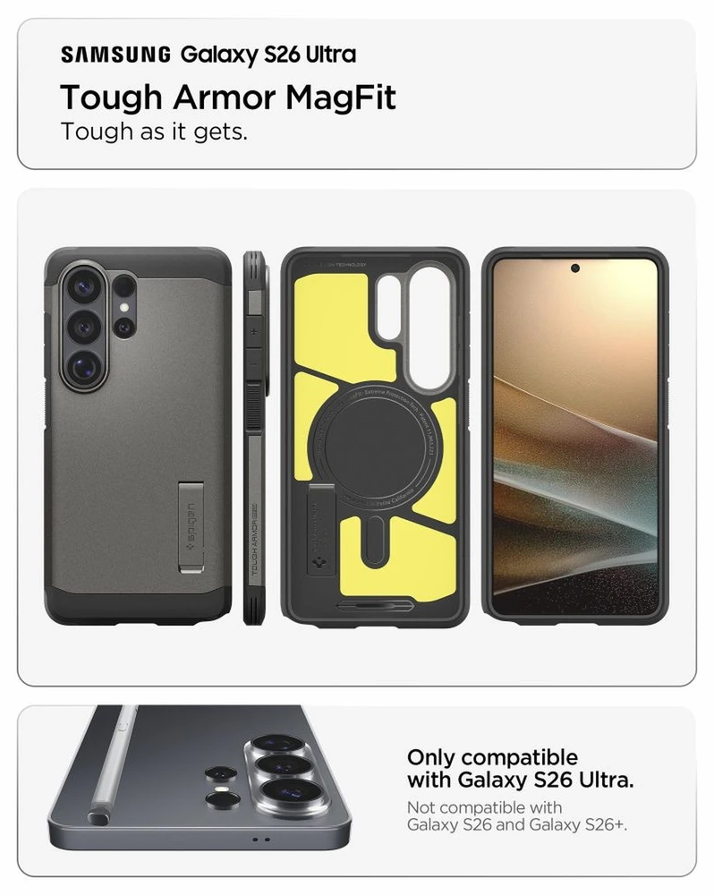 Spigen Tough Armor Mag MagSafe dėklas Samsung Galaxy S26 Ultra Gunmetal