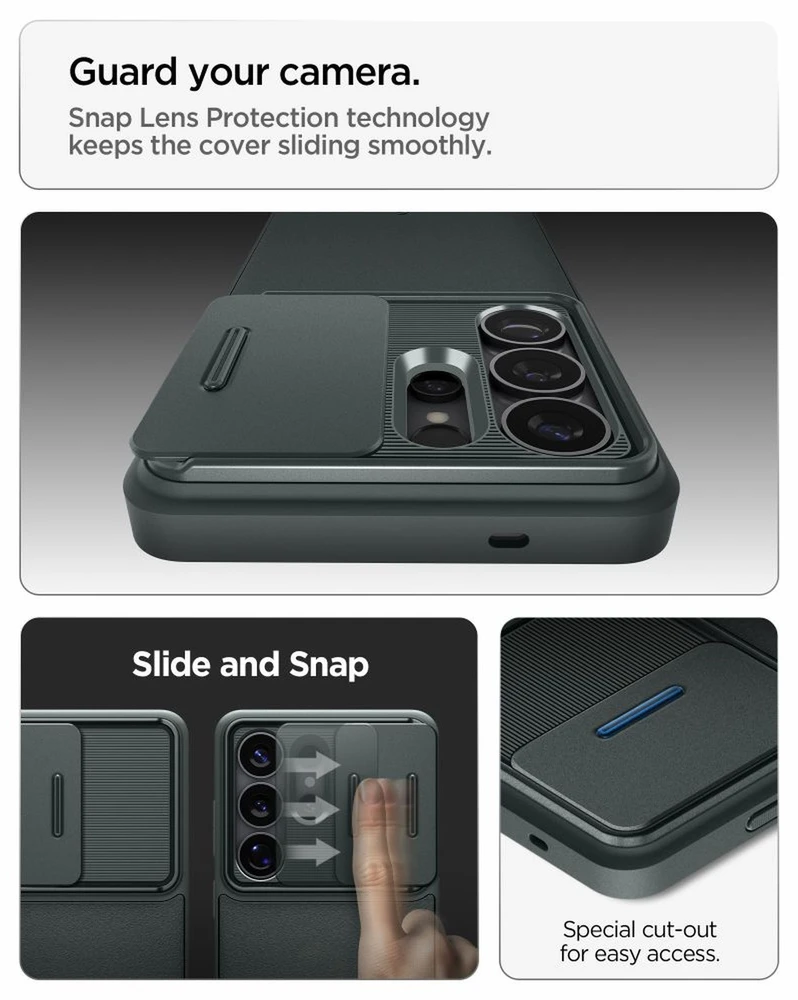 Spigen Optik Armor dėklas skirtas Samsung Galaxy S26 Ultra – žalios spalvos