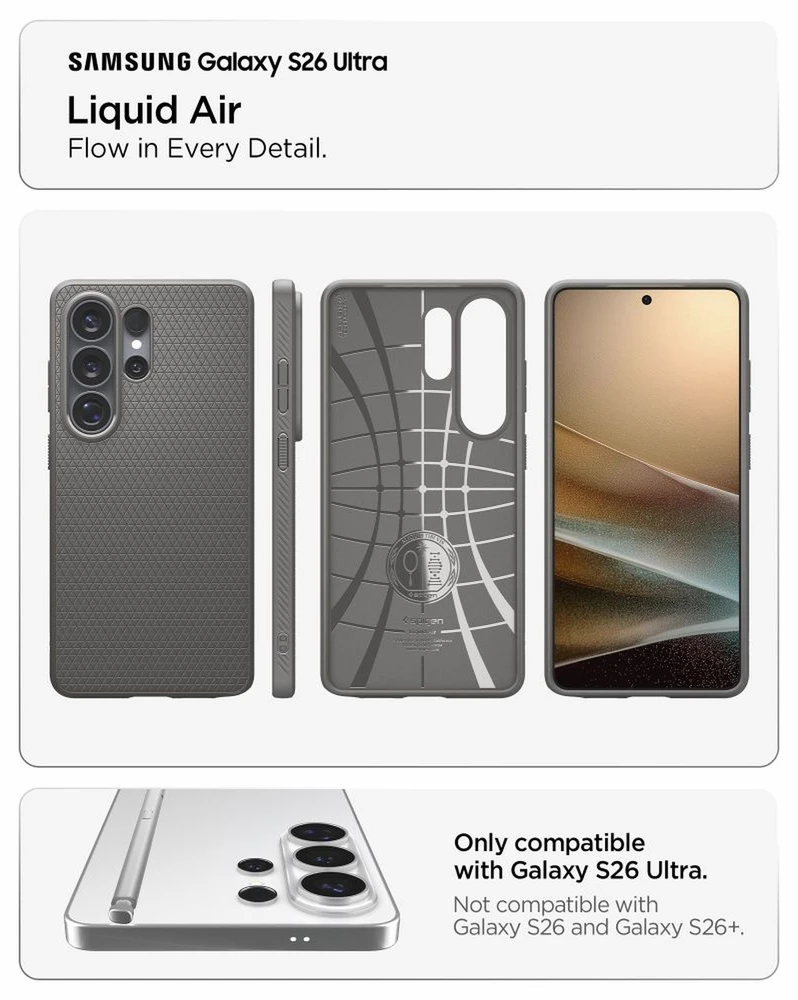 Spigen Liquid Air dėklas Samsung Galaxy S26 Ultra Marble pilkos spalvos