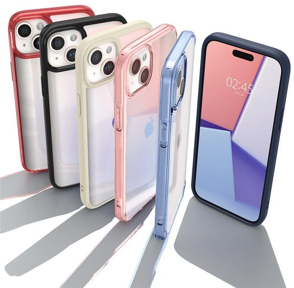 Spigen Crystal Hybrid, matte dėklas telefonui juodos spalvos – Apple iPhone 15 Plus
