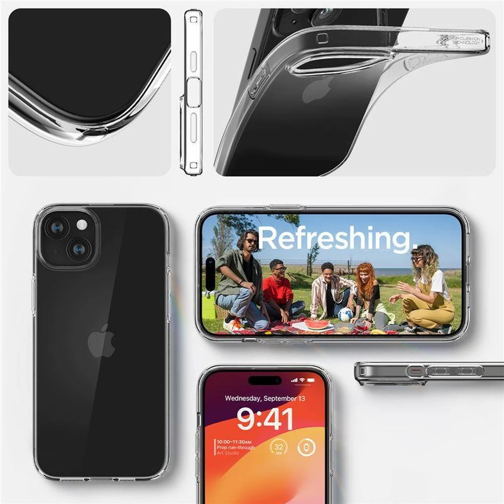 Dėklas „Spigen Crystal Flex“, krištolo skaidrumo – „Apple iPhone 15 Plus“