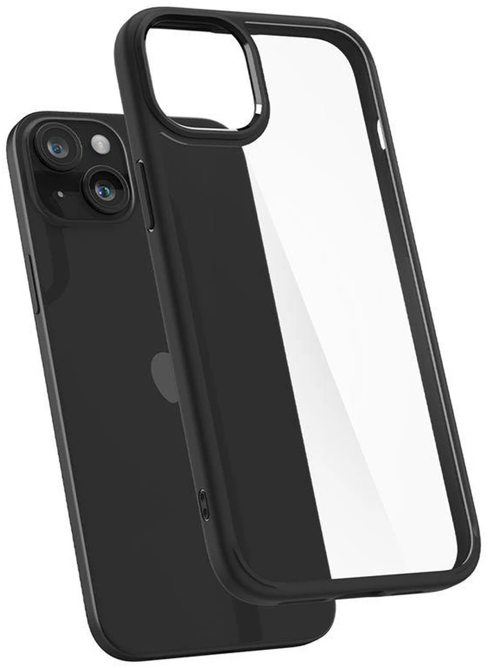 Spigen Crystal Hybrid, matte dėklas telefonui juodos spalvos – Apple iPhone 15 Plus