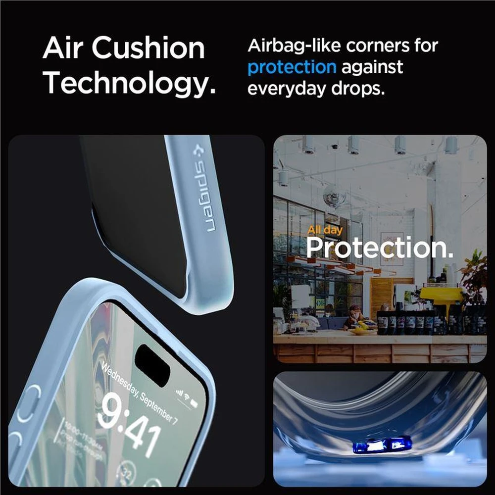 Spigen Crystal Hybrid, sierra dėklas telefonui mėlynos spalvos – Apple iPhone 15 Pro Max