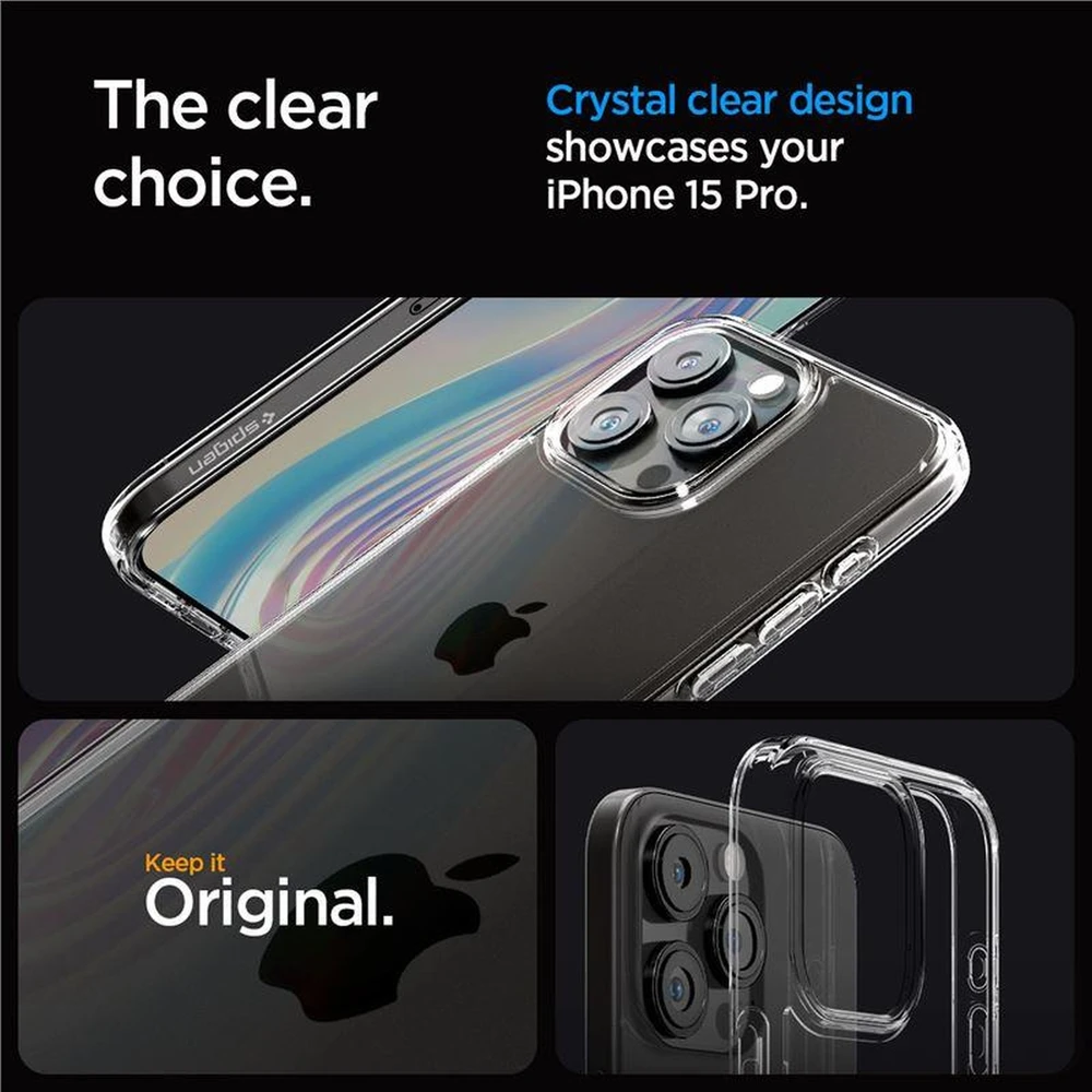 Spigen CRYSTAL Hybrid Apple iPhone 15 Pro – dėklas telefonui skaidrus