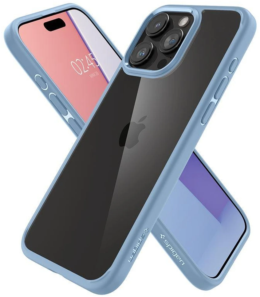 Spigen Crystal Hybrid, sierra dėklas telefonui mėlynos spalvos – Apple iPhone 15 Pro Max