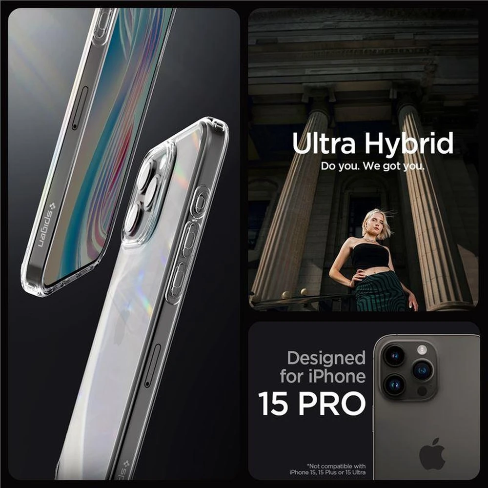 Spigen CRYSTAL Hybrid Apple iPhone 15 Pro – dėklas telefonui skaidrus