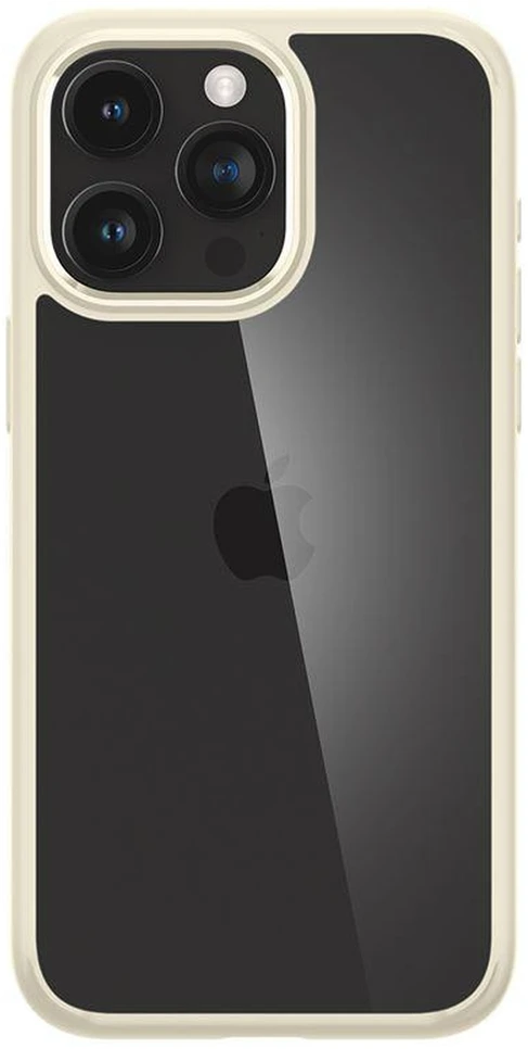 Dėklas „Spigen Crystal Hybrid“, smėlio spalvos – „iPhone 15 Pro Max“