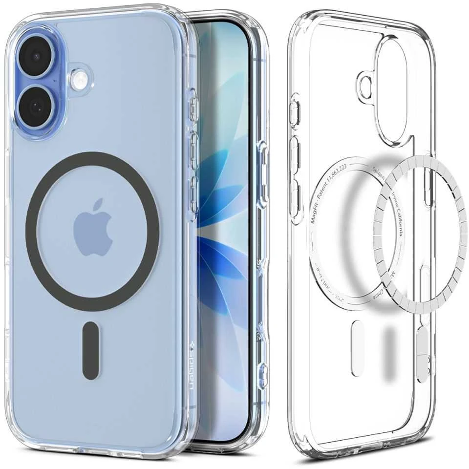 Spigen Ultra Hybrid MagSafe dėklas skirtas Apple iPhone 17 – skaidrus pilkos spalvos