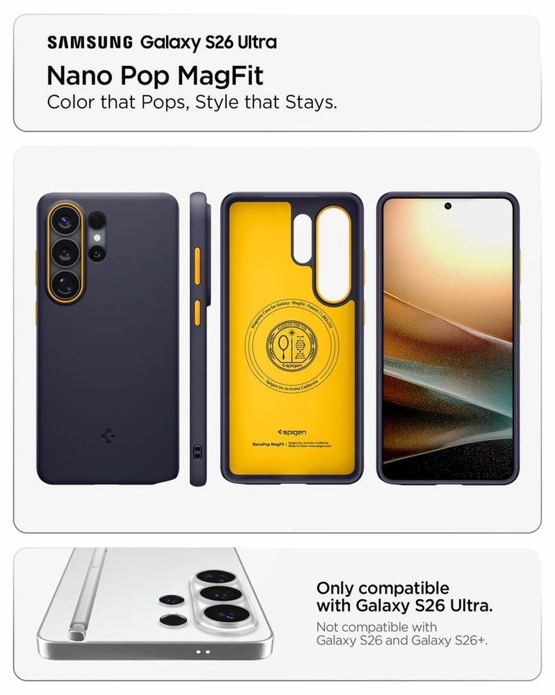 Spigen Nano POP MAG MagSafe dėklas Samsung Galaxy S26 Ultra Blueberry navy