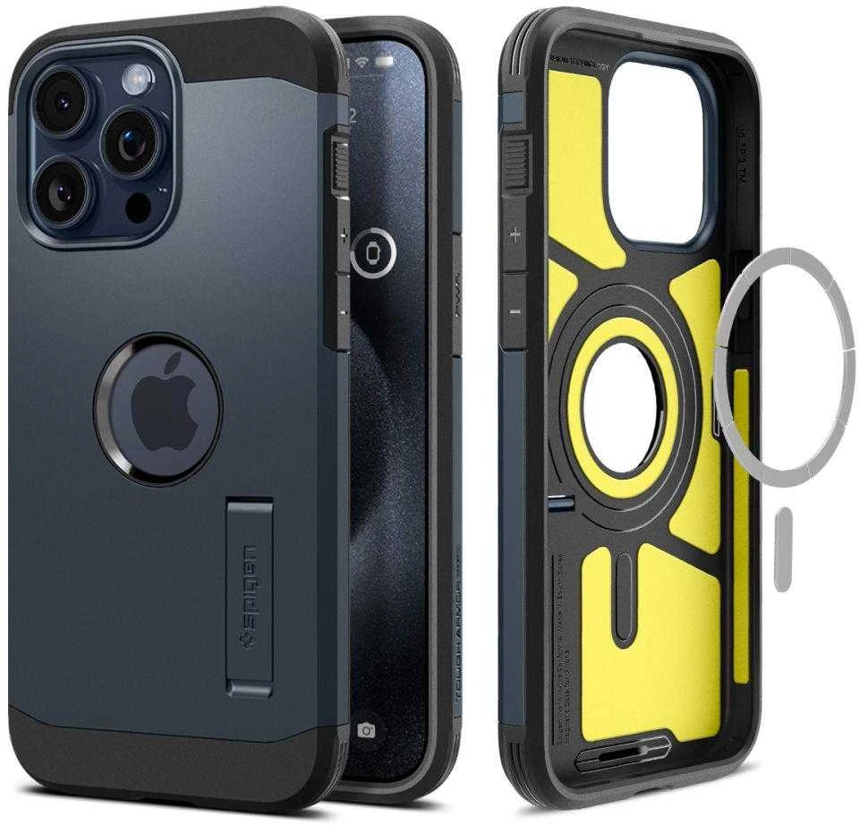 Spigen Tough Armor (MagFit) dėklas skirtas Apple iPhone 15 Pro Max, spalva - Metal Slate