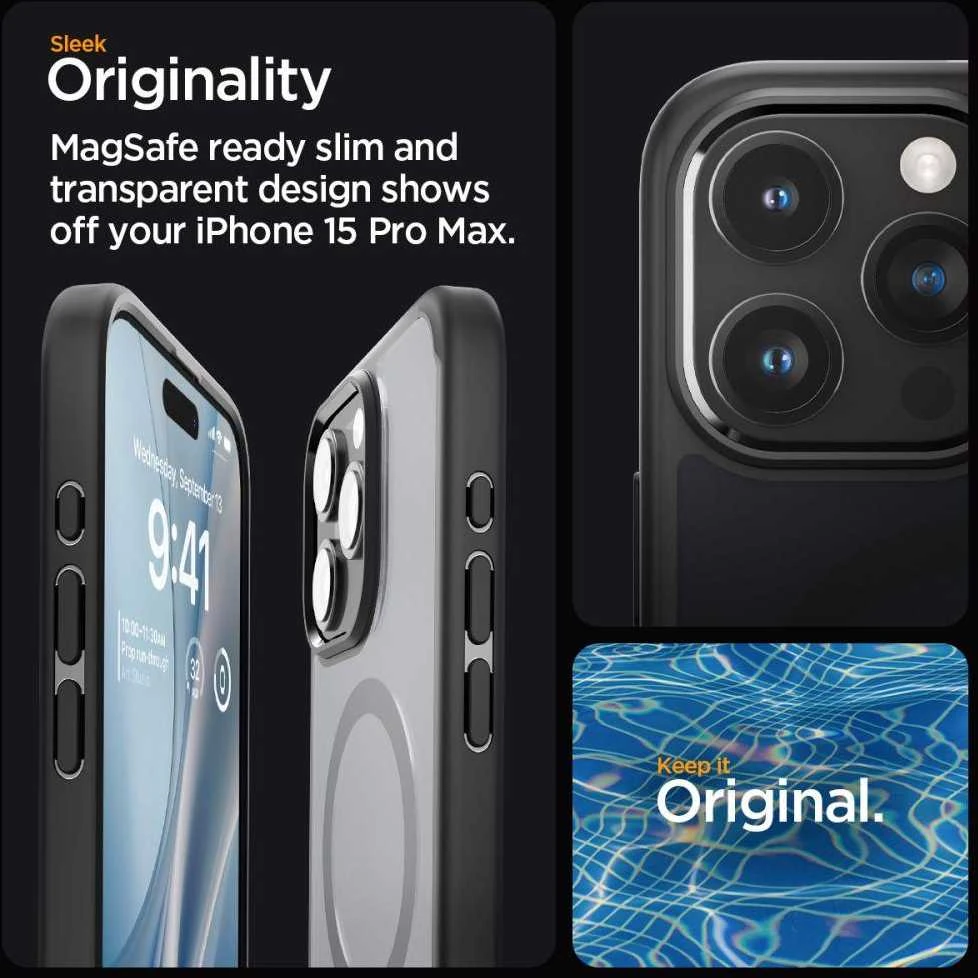 Spigen Ultra Hybrid (MagFit) dėklas skirtas Apple iPhone 15 Pro Max, spalva - Frost Black