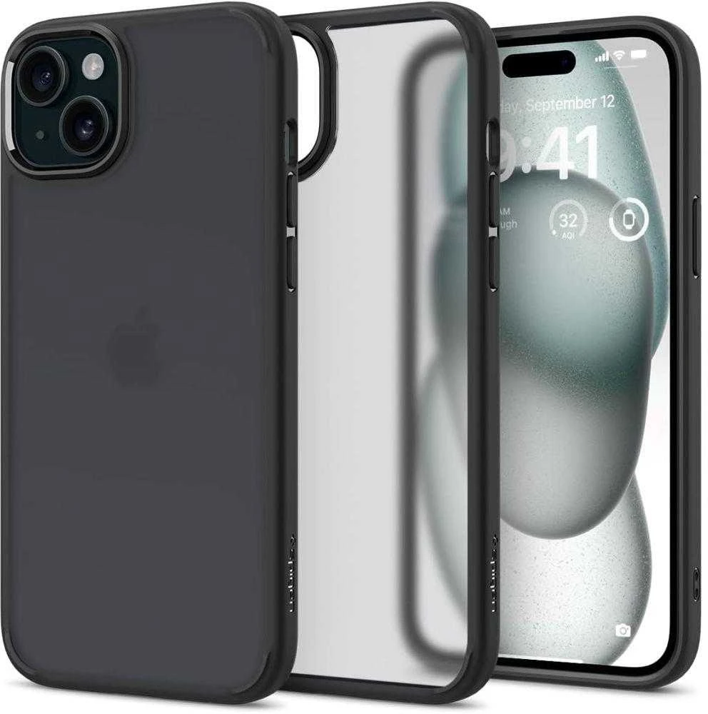 Spigen Ultra Hybrid Matte dėklas skirtas Apple iPhone 15, spalva - Frost Black