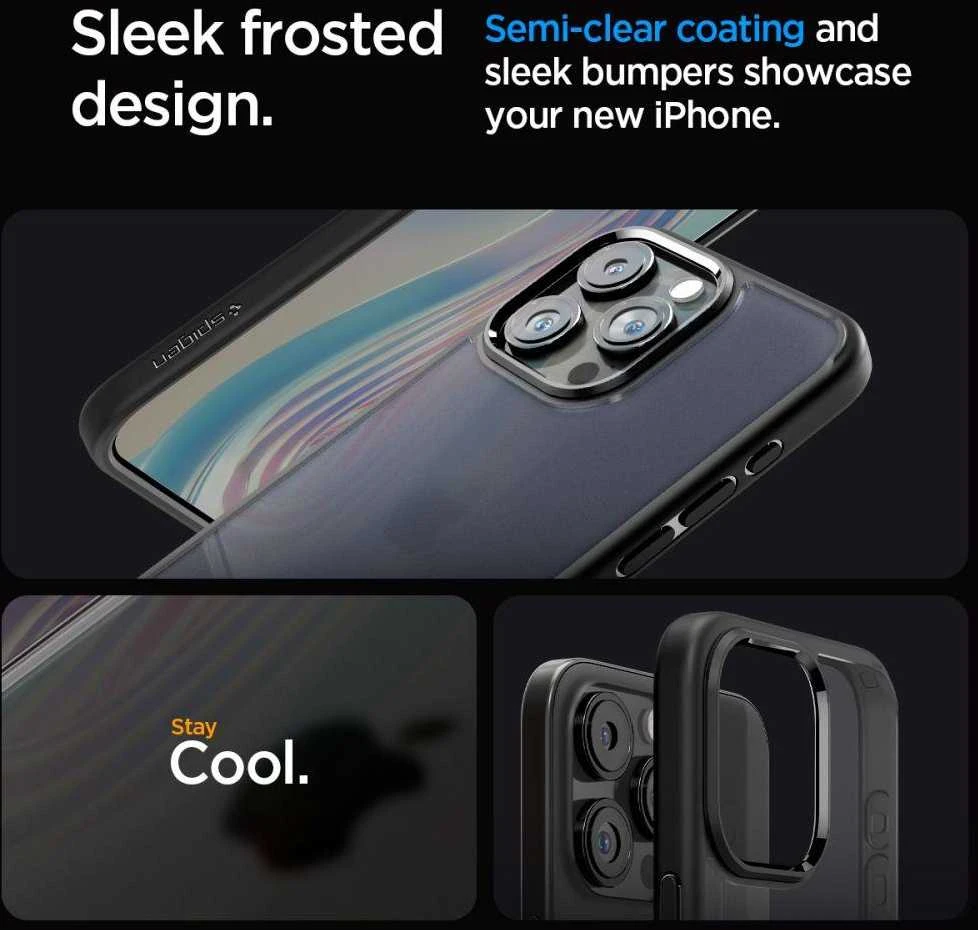 Spigen Ultra Hybrid Matte dėklas skirtas Apple iPhone 15 Pro Max, spalva - Frost Black
